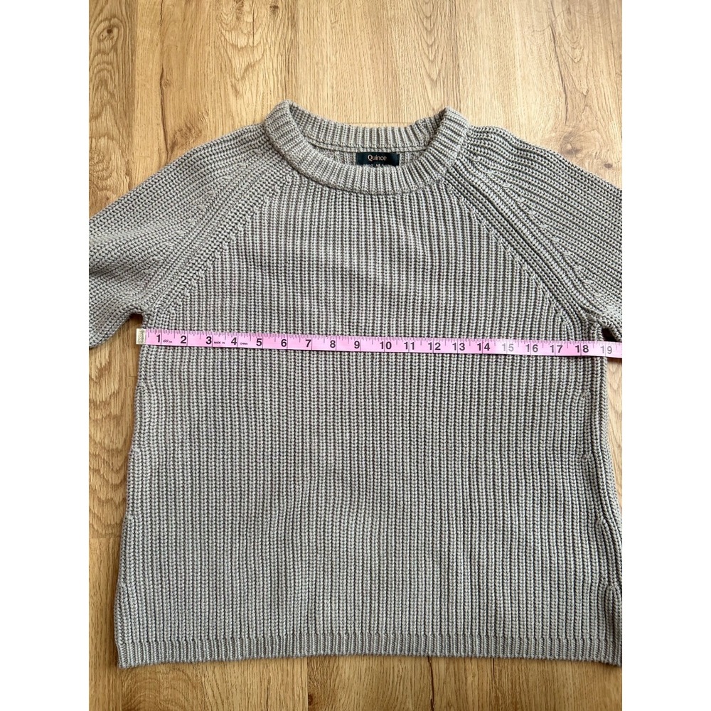 Quince Fisherman Sweater Organic Cotton Knit Taupe Gray Crewneck Size M - Picture 7 of 8